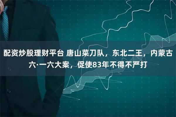 配资炒股理财平台 唐山菜刀队，东北二王，内蒙古六·一六大案，促使83年不得不严打